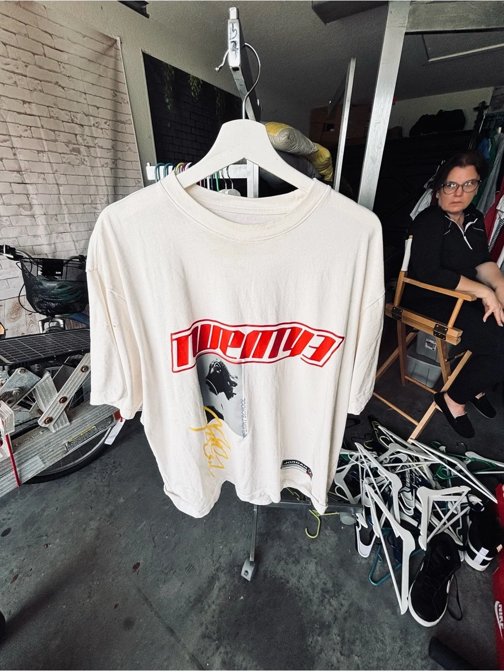 Jordan Cream Short-Sleeve Tee with Red Graphic